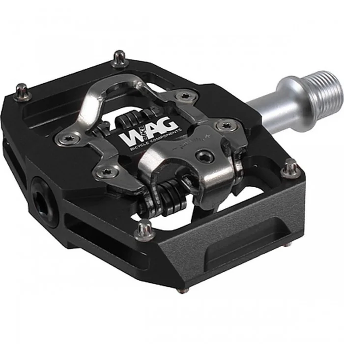 Black Aluminum Enduro MTB Pedals with Chromoly Axle and SPD Compatibility - 1