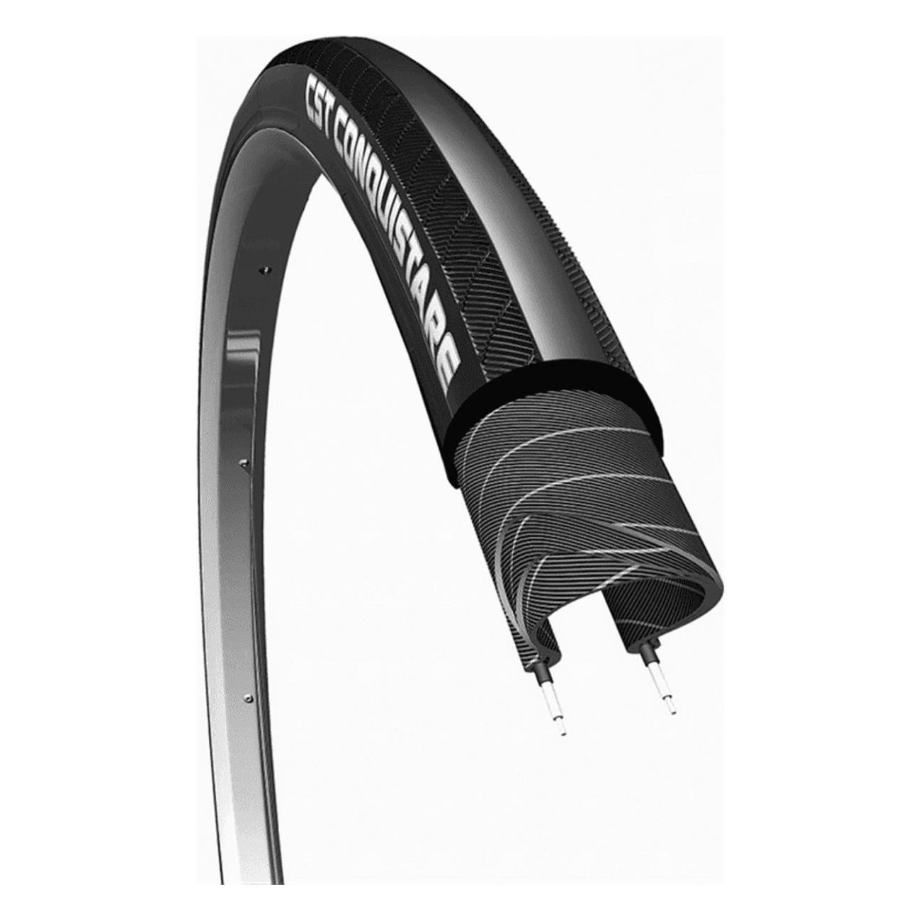 Cubierta de Ciclismo 700x25 Conquistare Negra Plegable 120 TPI Antipinchazos - 1