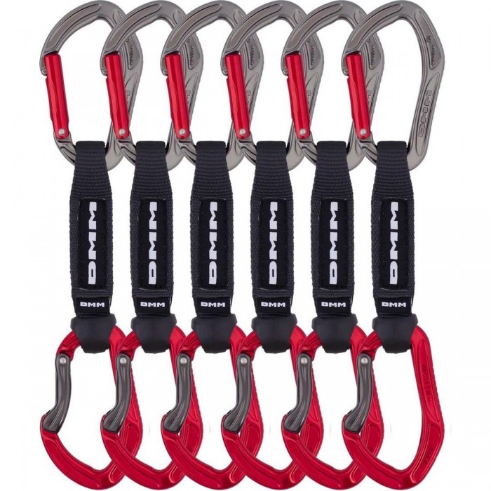 Set di 6 Rinvii Alpha Sport 12cm Rosso per Arrampicata Sportiva con Moschettoni Ergonomici e Fettuccia in Nylon - 1 - Rinvii - 5