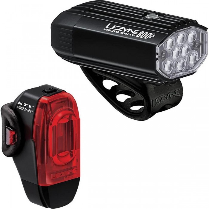 Set de lumières de vélo Micro Drive 800+ et KTV Drive Pro+ avec support en silicone noir satin - 1