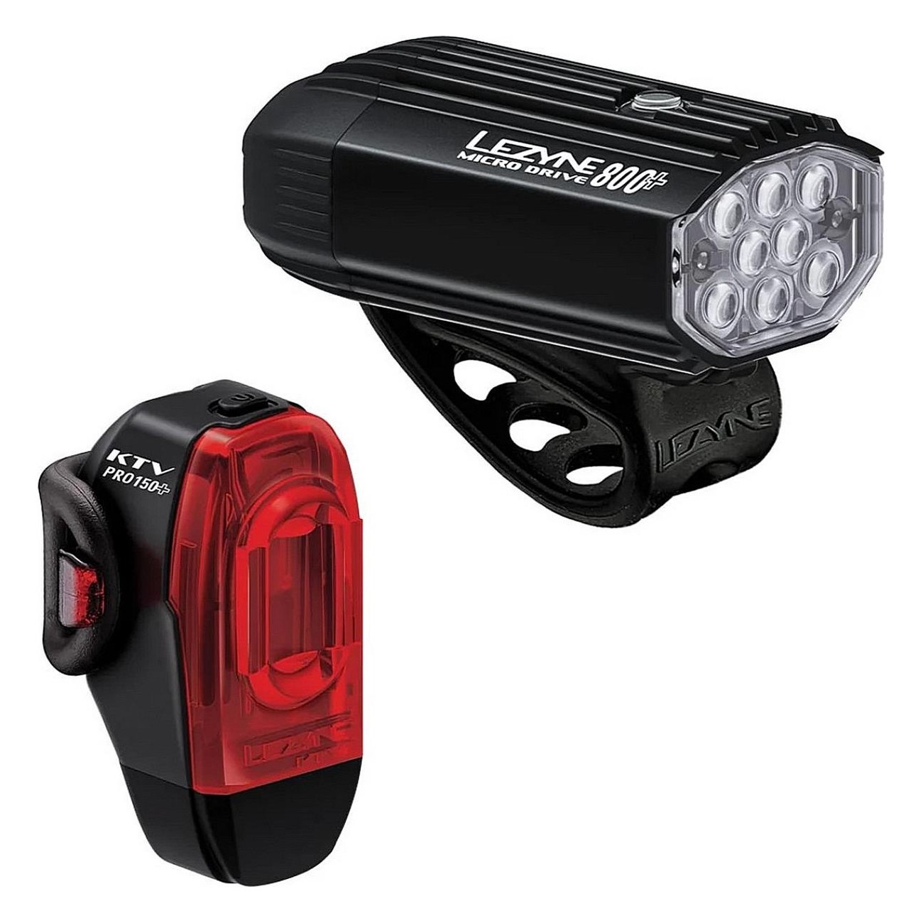 Micro Drive 800+ & KTV Drive Pro+ Bike Light Set with Black Silicone Support - 1