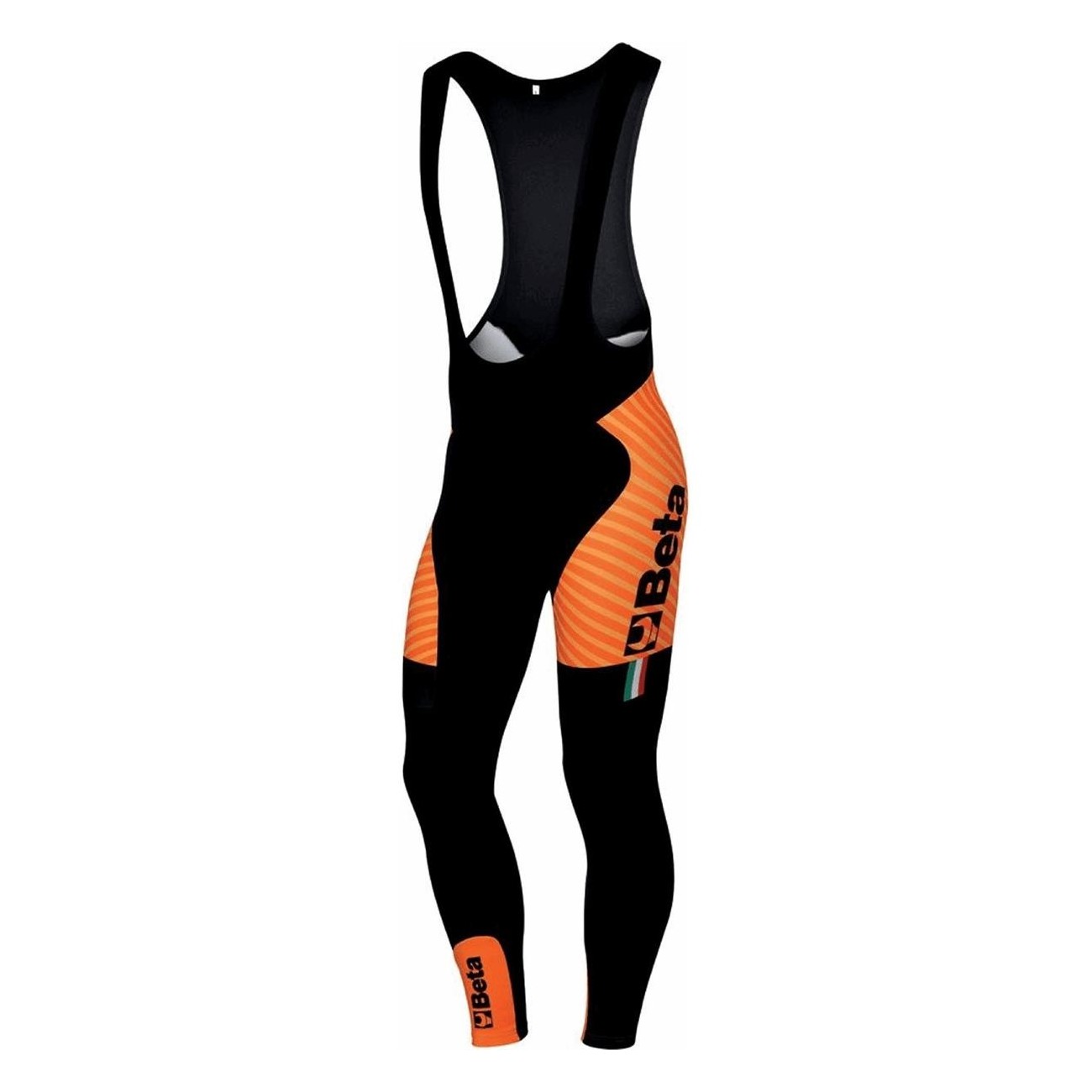 Winter Cycling Bib Shorts Orange in Lycra with Antibacterial Pad - 1