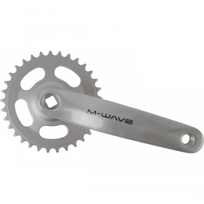 M-Wave 1-Gang Aluminium Kurbel 170mm mit 33T Stahl Zahnrad, Silber - 1