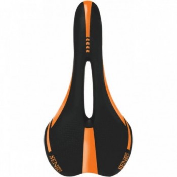 Sella Velo Senso 3274 Sport Unisex Nero/Arancio Fluo 276x142 mm - Comfort e Prestazioni per Ciclisti - 1 - Selle - 