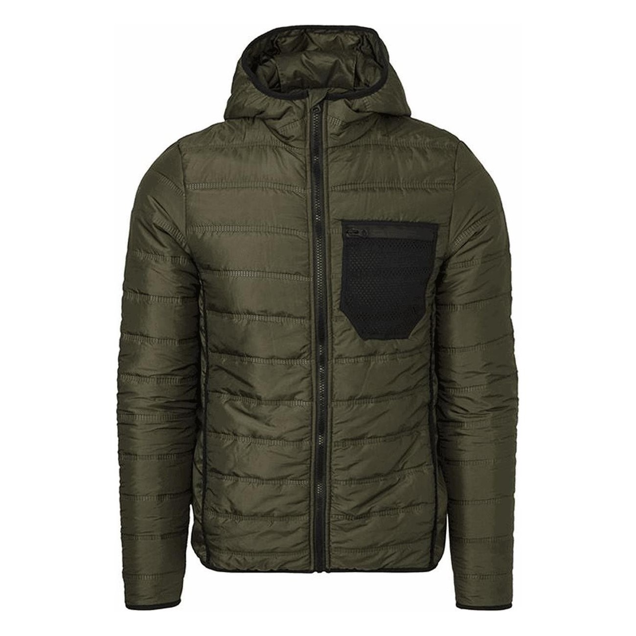 Chaqueta Unisex Fuse Venture Verde Militar con Capucha, Talla L, Antiviento - 1