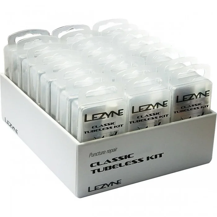 Kit Tubeless Lezyne Classic Plata - Caja de 24 Piezas para Reparación de Neumáticos - 1