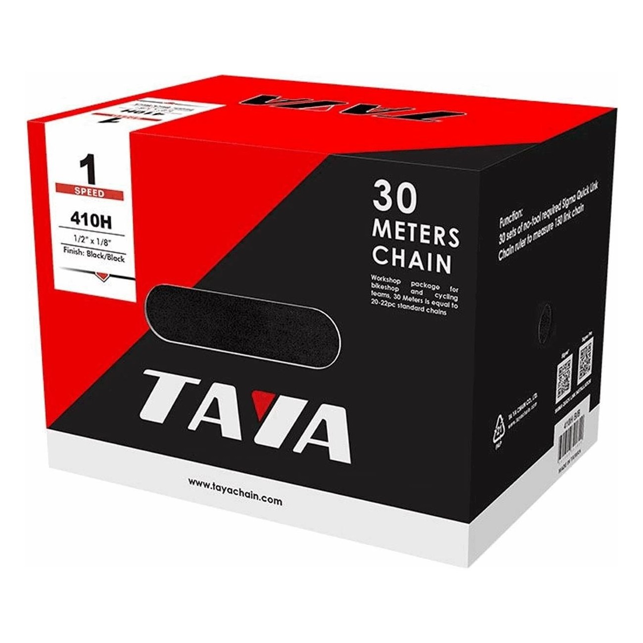 TAYA 1V 1/2x1/8 Kette Schwarz - 30 Meter Rolle - 1