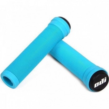 Manopole BMX Longneck SL Senza Flangia - Blu Acqua 135mm, Design a Costine e Mescola Soft - 1 - Manopole - 0711484173295