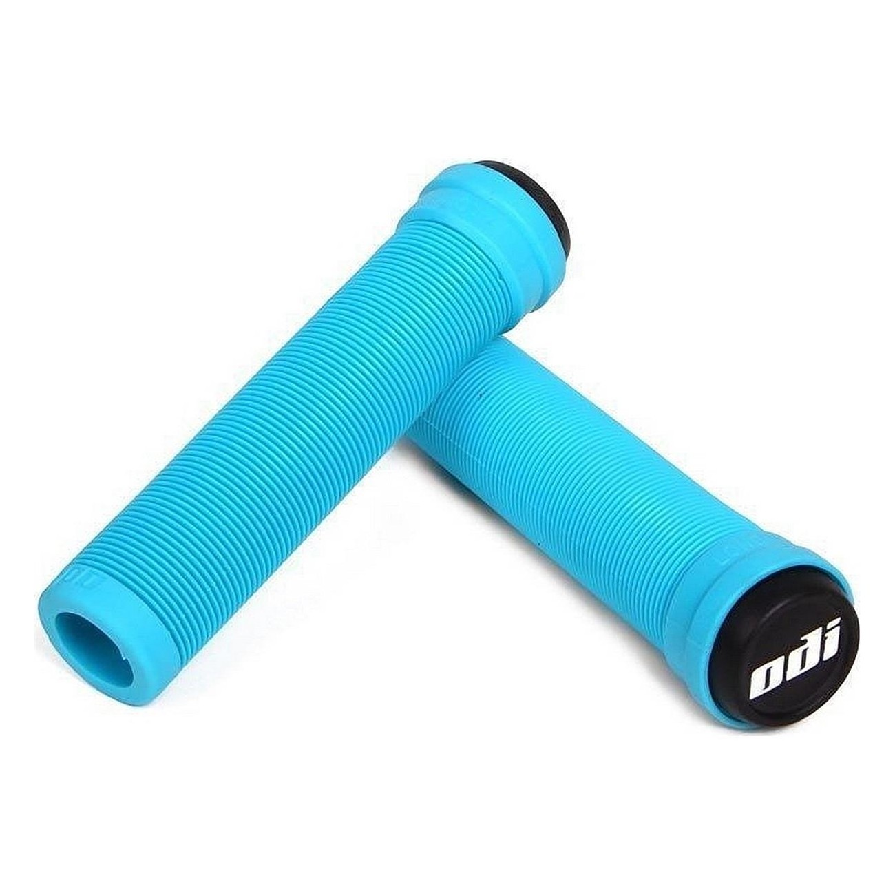 Manopole BMX Longneck SL Senza Flangia - Blu Acqua 135mm, Design a Costine e Mescola Soft - 1 - Manopole - 0711484173295