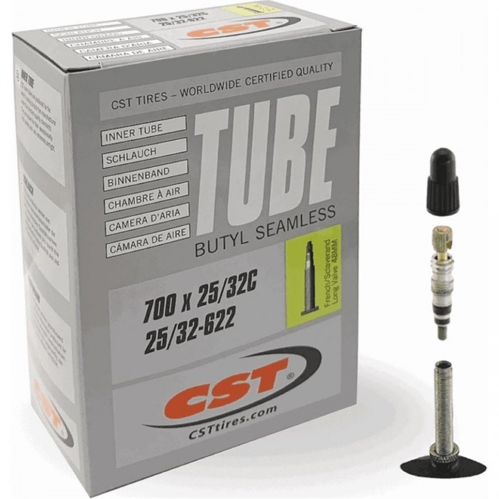 CST 700x25/32 Inner Tube with Removable 48mm Presta Valve - 1