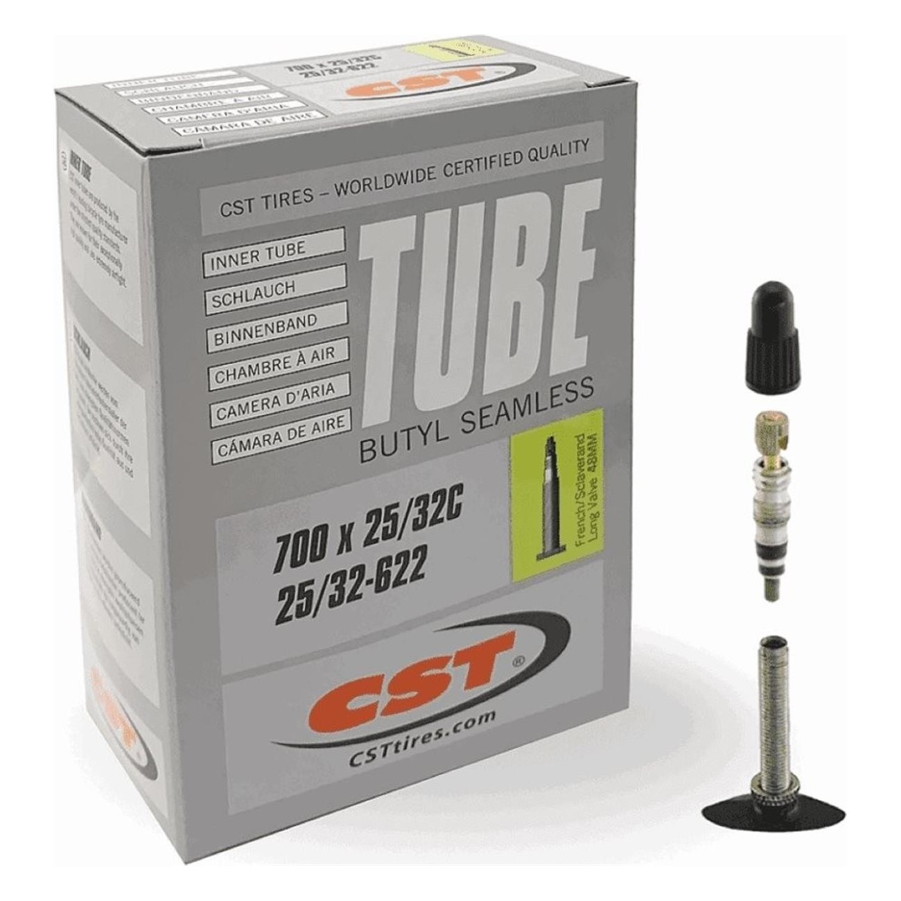 CST 700x25/32 Inner Tube with Removable 48mm Presta Valve - 1