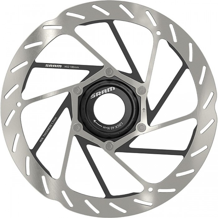 Disco Freno MTB HS2 180mm Argento Nero con Ghiera Center Lock - Miglior Dissipazione Calore e Riduzione Rumore - 1 - Dischi - 07