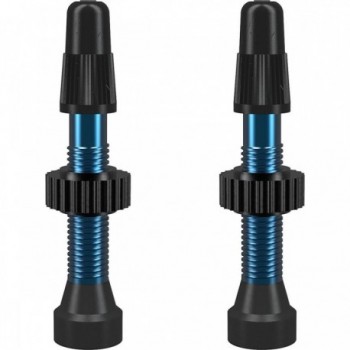 Blue 34mm TCS Tubeless Aluminum Presta Valves - Pack of 2 - 1