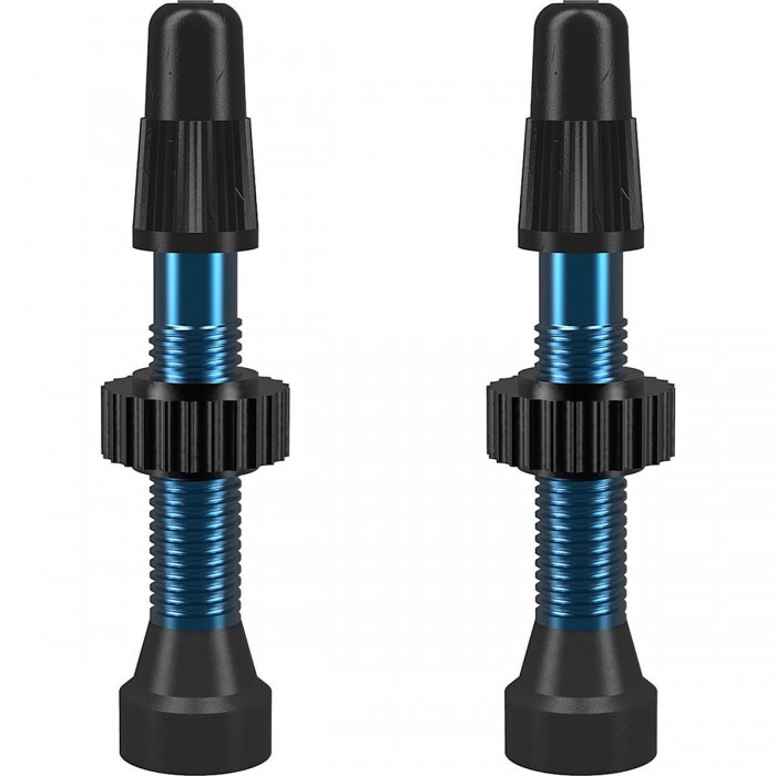 Blue 34mm TCS Tubeless Aluminum Presta Valves - Pack of 2 - 1