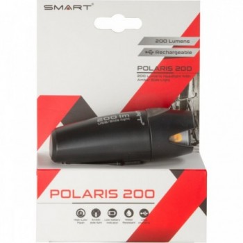 Polaris 200 Lumen LED Akku Lampe Schwarz mit USB Clip und Universalhalterung - 2