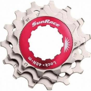 Lockring Rojo y Piñones 12V de Aluminio Plateado para Shimano - SUNRACE - 1