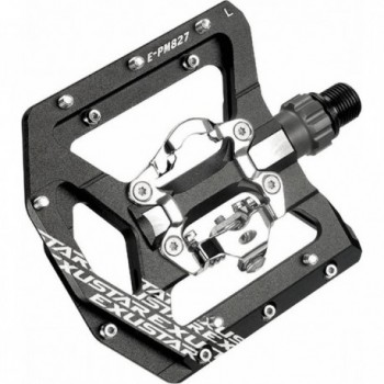 EXUSTAR MTB-Pedal E-PM827 aus schwarzem Aluminium, SPD/FLAT, 108x100mm, 405g - 1