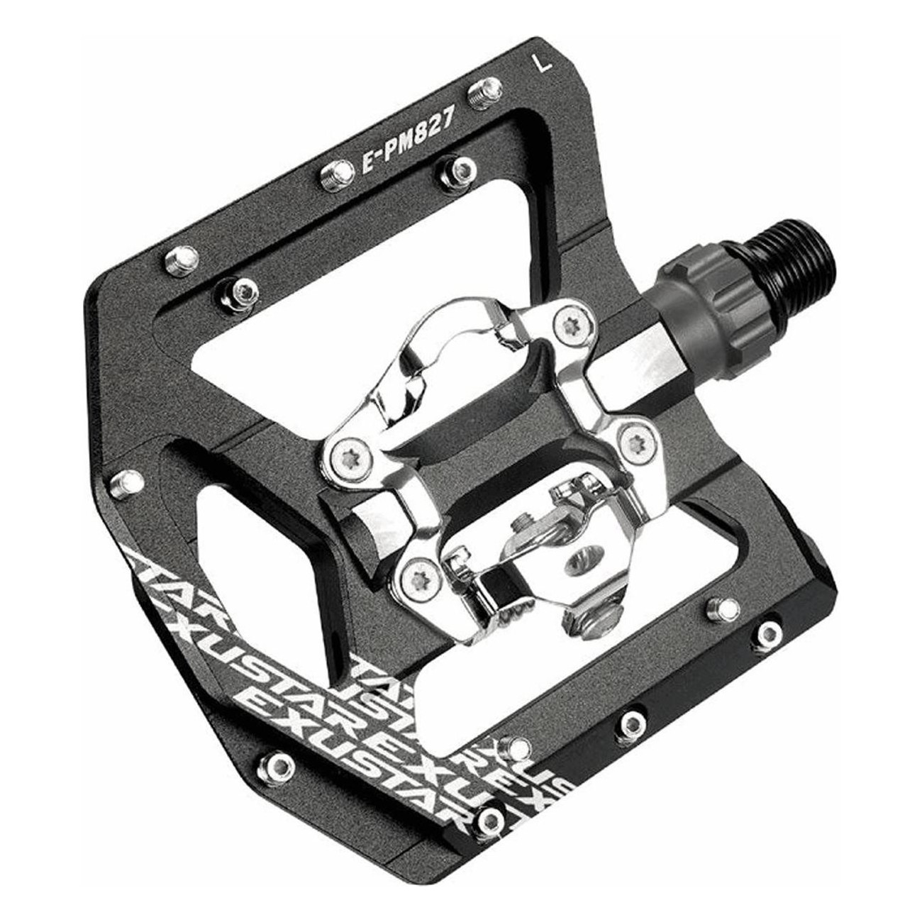 EXUSTAR MTB-Pedal E-PM827 aus schwarzem Aluminium, SPD/FLAT, 108x100mm, 405g - 1