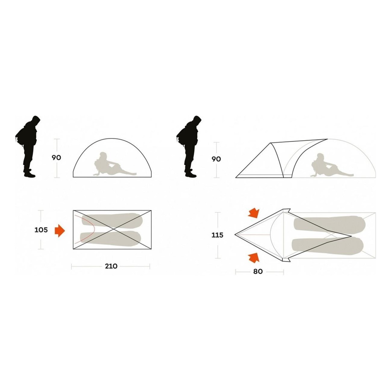 Tente Extreme 2 Apsis Orange 2 Places Imperméable - 3