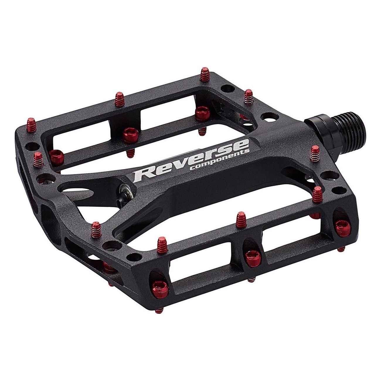 Black One Reverse Pedal for MTB, Black-Red, CNC Aluminum - 1