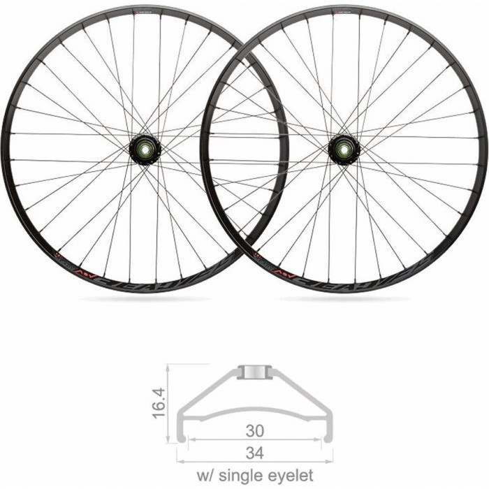 MTB Tubeless Räder 27,5' BLACKJACK Shimano 10/11V BOOST 30mm, Schwarz - 1