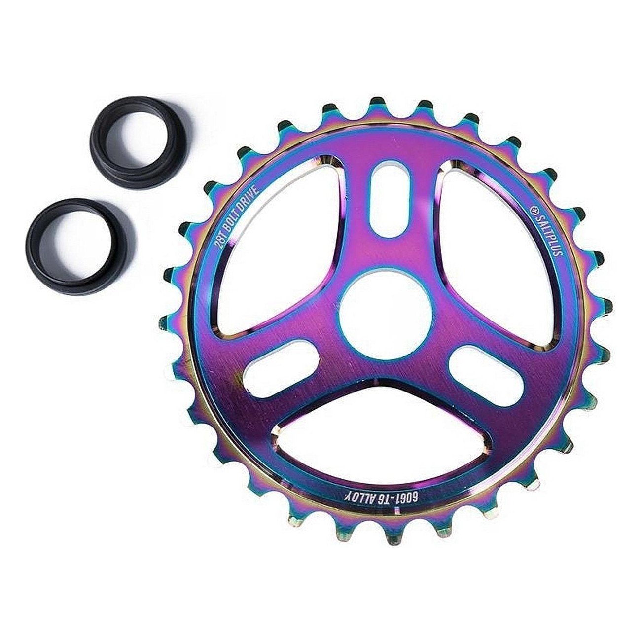 Trident 28T Lubricated Chainring CNC 6061-T6 for Bicycle - 3-Spoke Design - 1