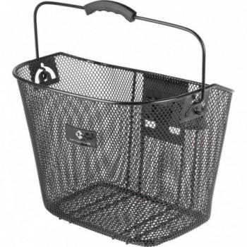 Cesta de Manillar M-Wave Negra de Acero 35x25x22 cm con Clip Ajustable - 1