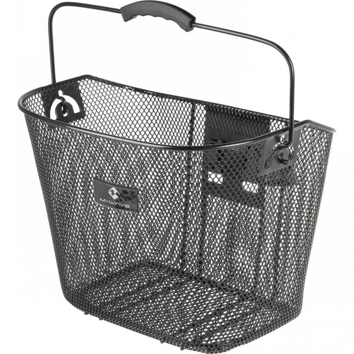 M-Wave Black Steel Handlebar Basket 35x25x22 cm with Adjustable Clip - 1