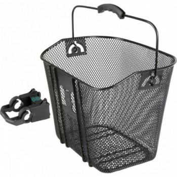 M-Wave Fahrradkorb Schwarz aus Stahl 35x25x22 cm mit verstellbarem Clip - 2