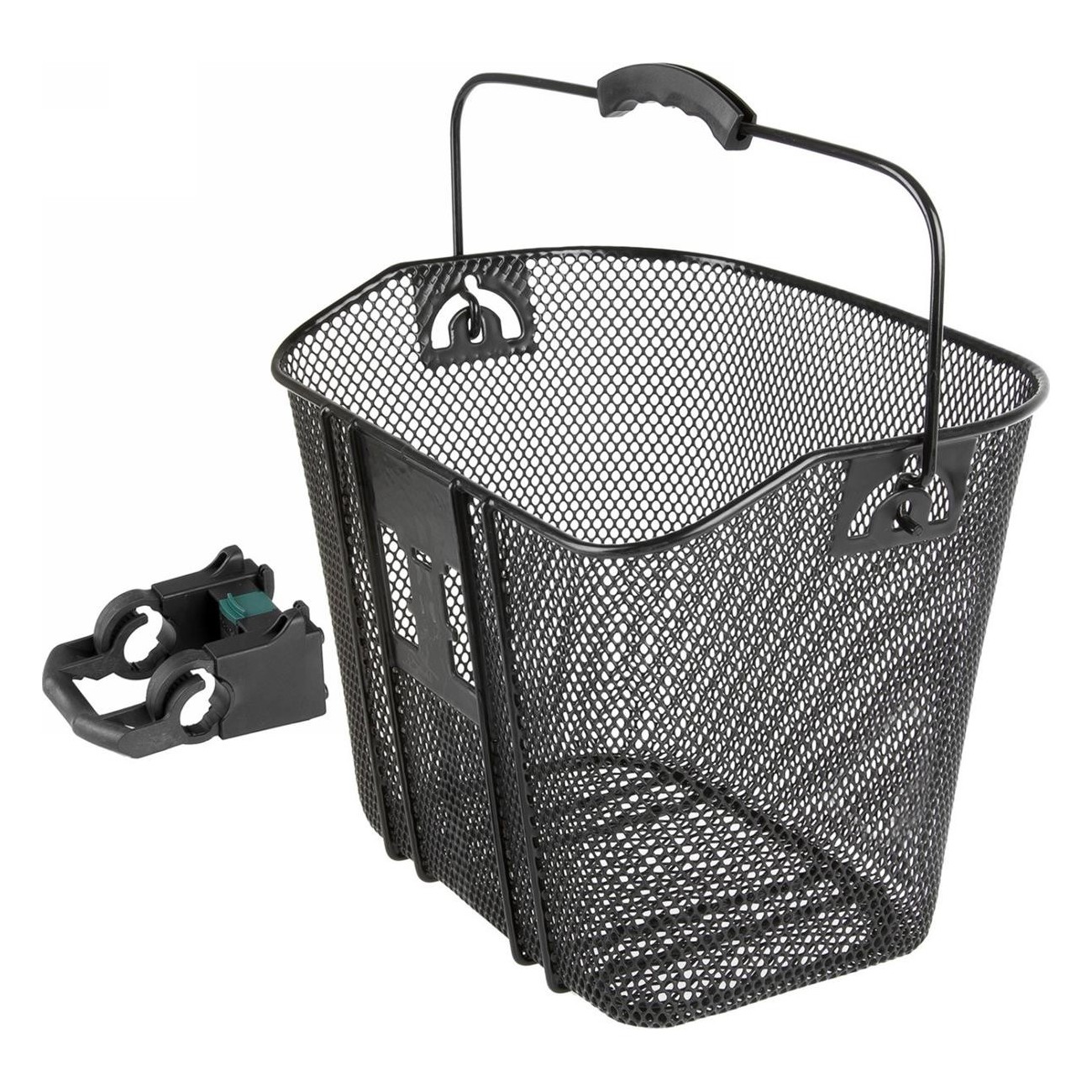 M-Wave Fahrradkorb Schwarz aus Stahl 35x25x22 cm mit verstellbarem Clip - 2