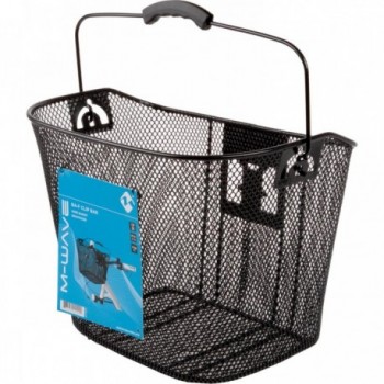 Cesta de Manillar M-Wave Negra de Acero 35x25x22 cm con Clip Ajustable - 4