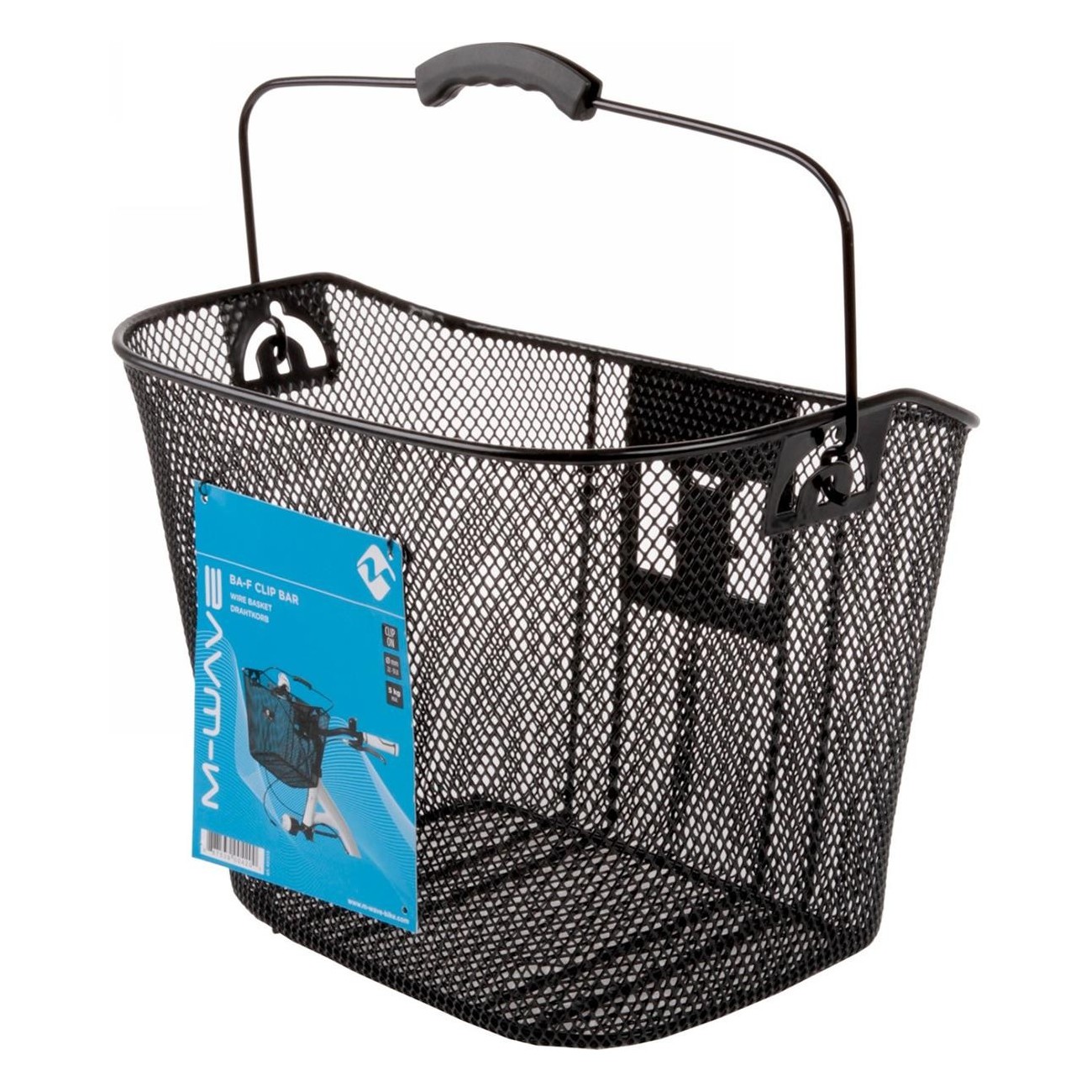 M-Wave Black Steel Handlebar Basket 35x25x22 cm with Adjustable Clip - 4