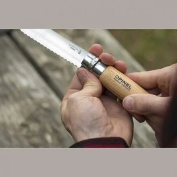 Opinel N.12 Knife with Serrated Stainless Steel Blade, Beechwood Handle - 7