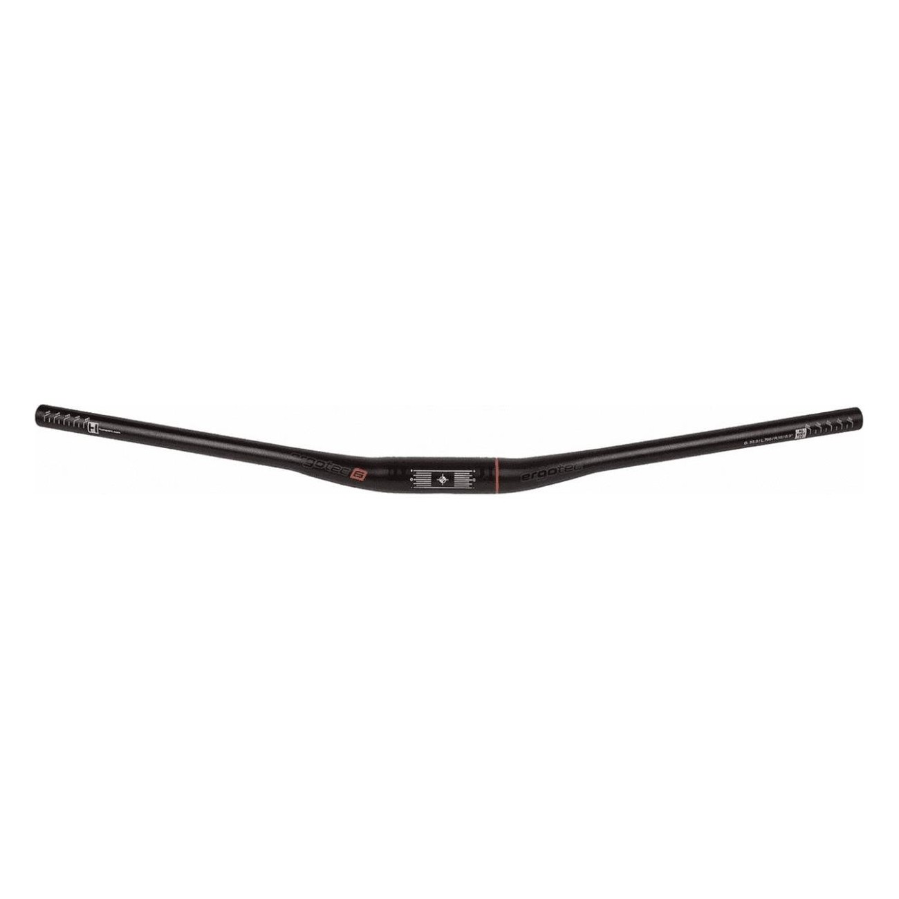 Guidon MTB Low Riser 780mm en Aluminium AL6061 T6 Noir, Diamètre 35mm, Rise 15mm - 1