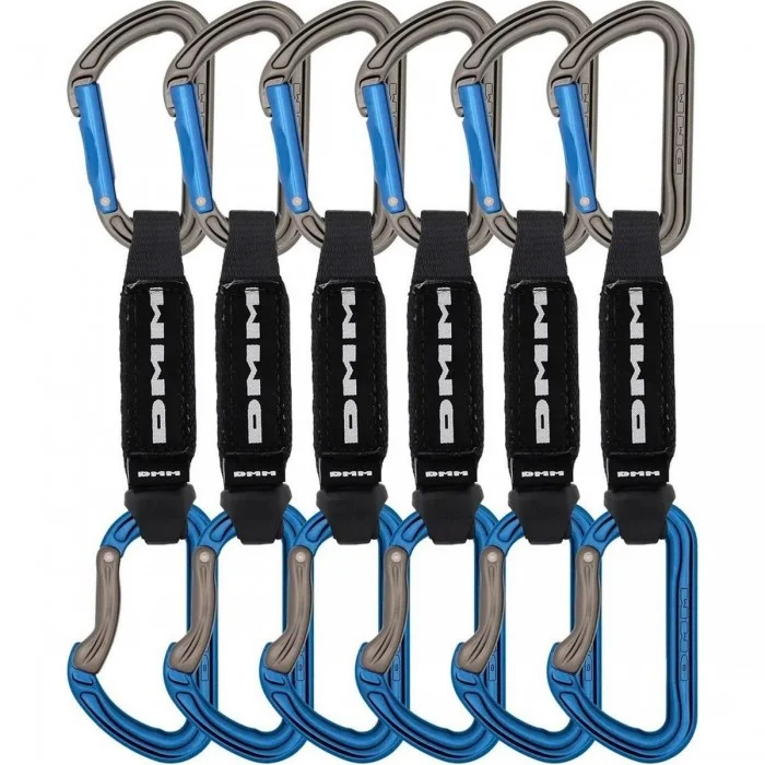 Tech-Table Blue 12cm Quickdraws - Set of 6 for Sport Climbing with Shadow Carabiner - 1