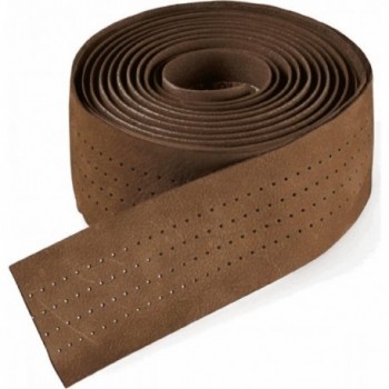 Brown Leather Smootape Handlebar Tape 35x1800mm - 2.5mm Thick, 95g - Black Cap Included - 1