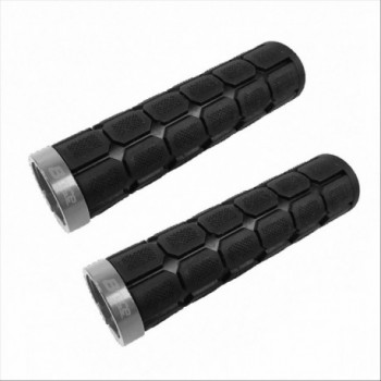 Black/Grey Rubber B • Race Grips with Aluminum Collar 127 mm for Bicycle - 1