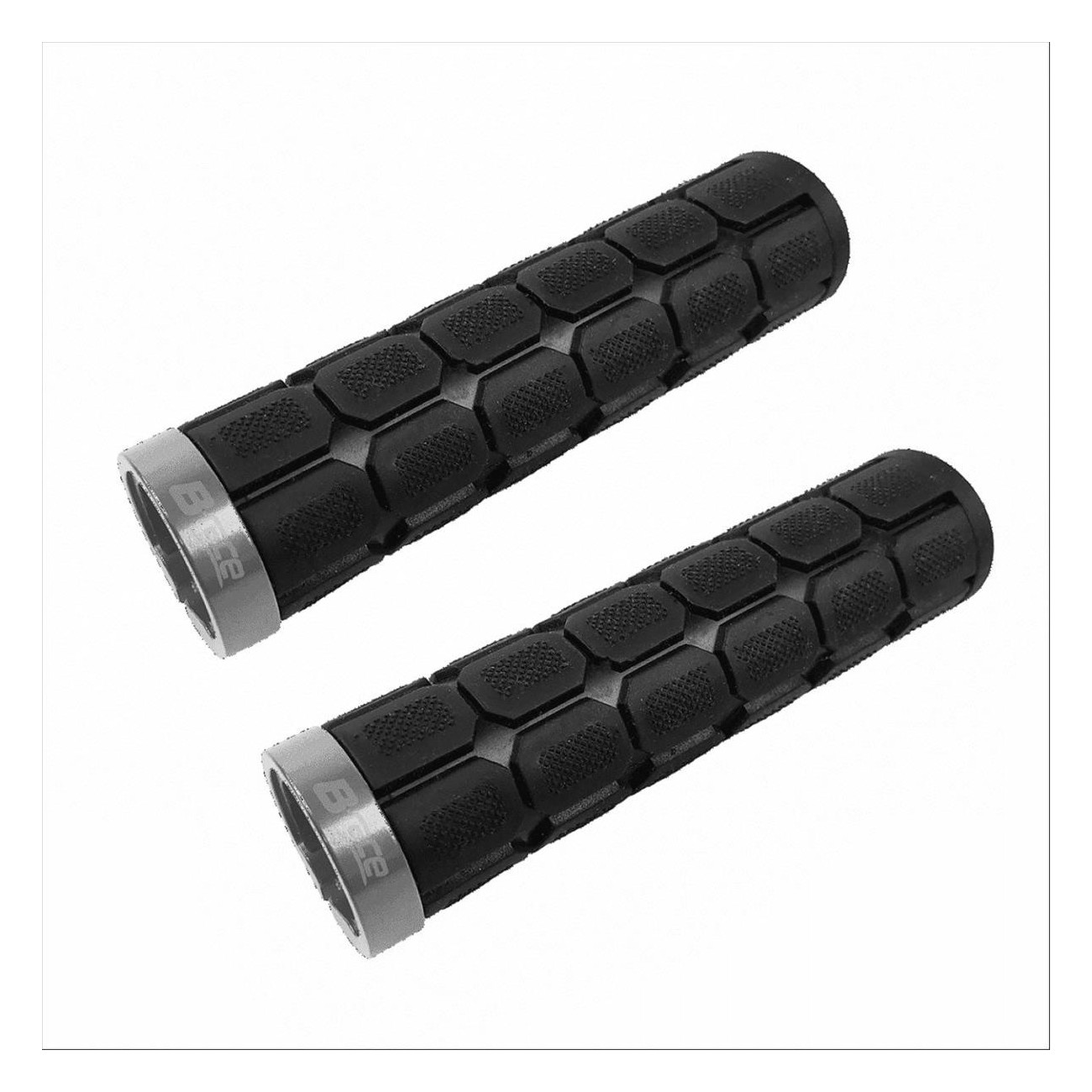 Puños B • Race de Goma Negro/Gris con Collarín de Aluminio 127 mm para Bicicleta - 1