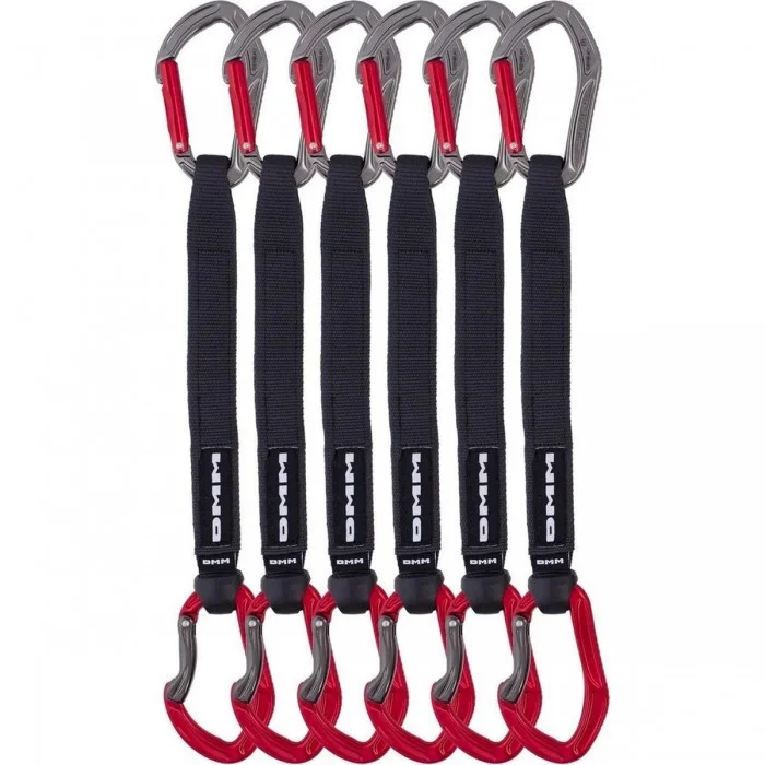 Pack of 6 Alpha Sport Quickdraws 25cm Red for Climbing - Non-Slip Carabiners - 1