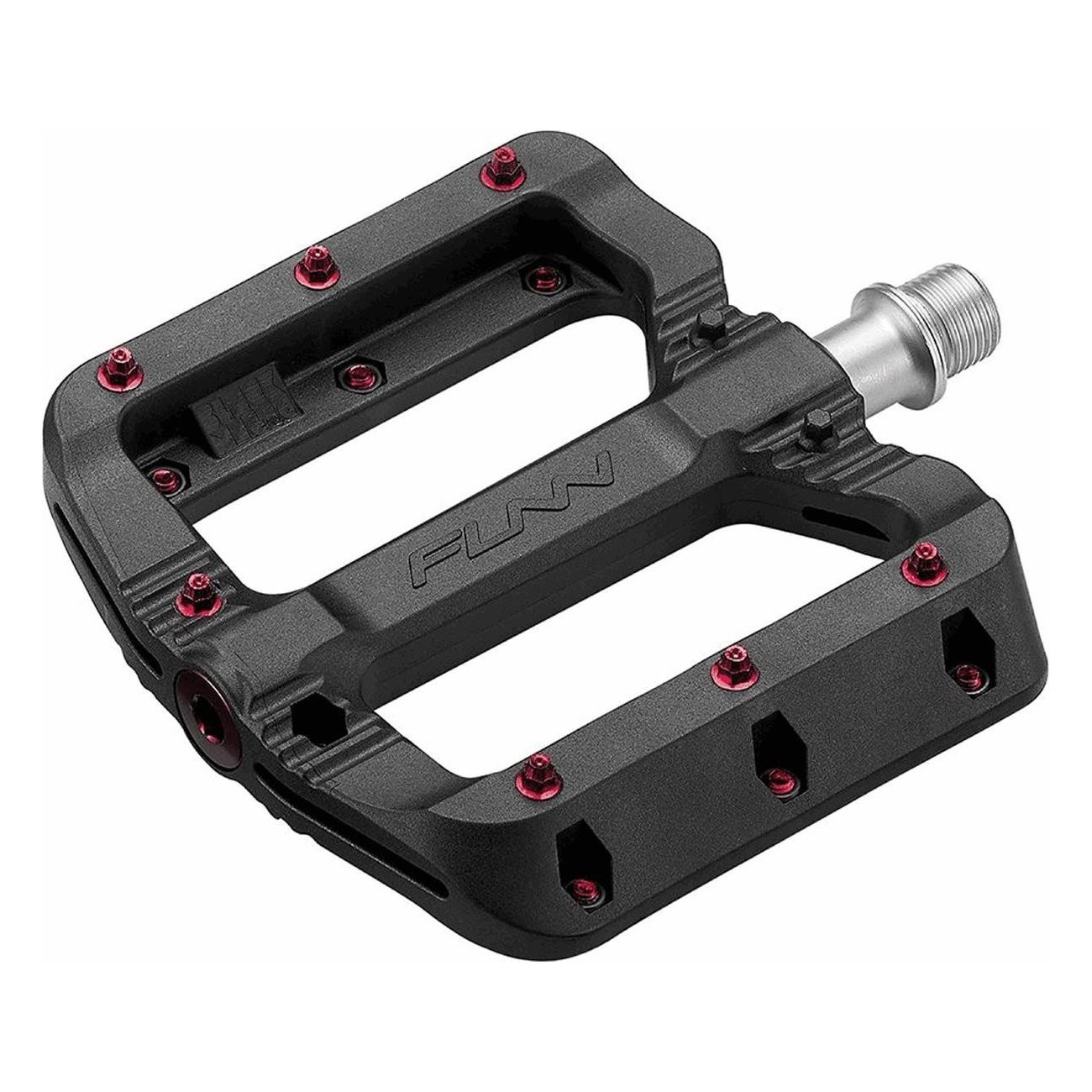 Black Magic Pedal in Black Thermoplastic with Red Pins, 103x98x17mm - 1