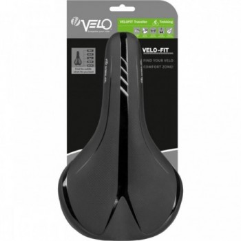 Sella Trekking Velo Fit Traveller L 284x172 mm Nera/Argento con Schiuma Comfort e Superficie Senza Cuciture - 4 - Selle - 088753