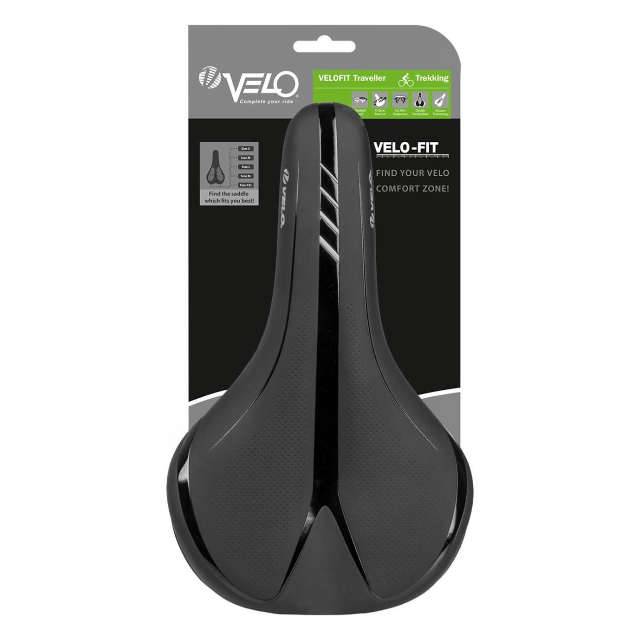 Sella Trekking Velo Fit Traveller L 284x172 mm Nera/Argento con Schiuma Comfort e Superficie Senza Cuciture - 4 - Selle - 088753