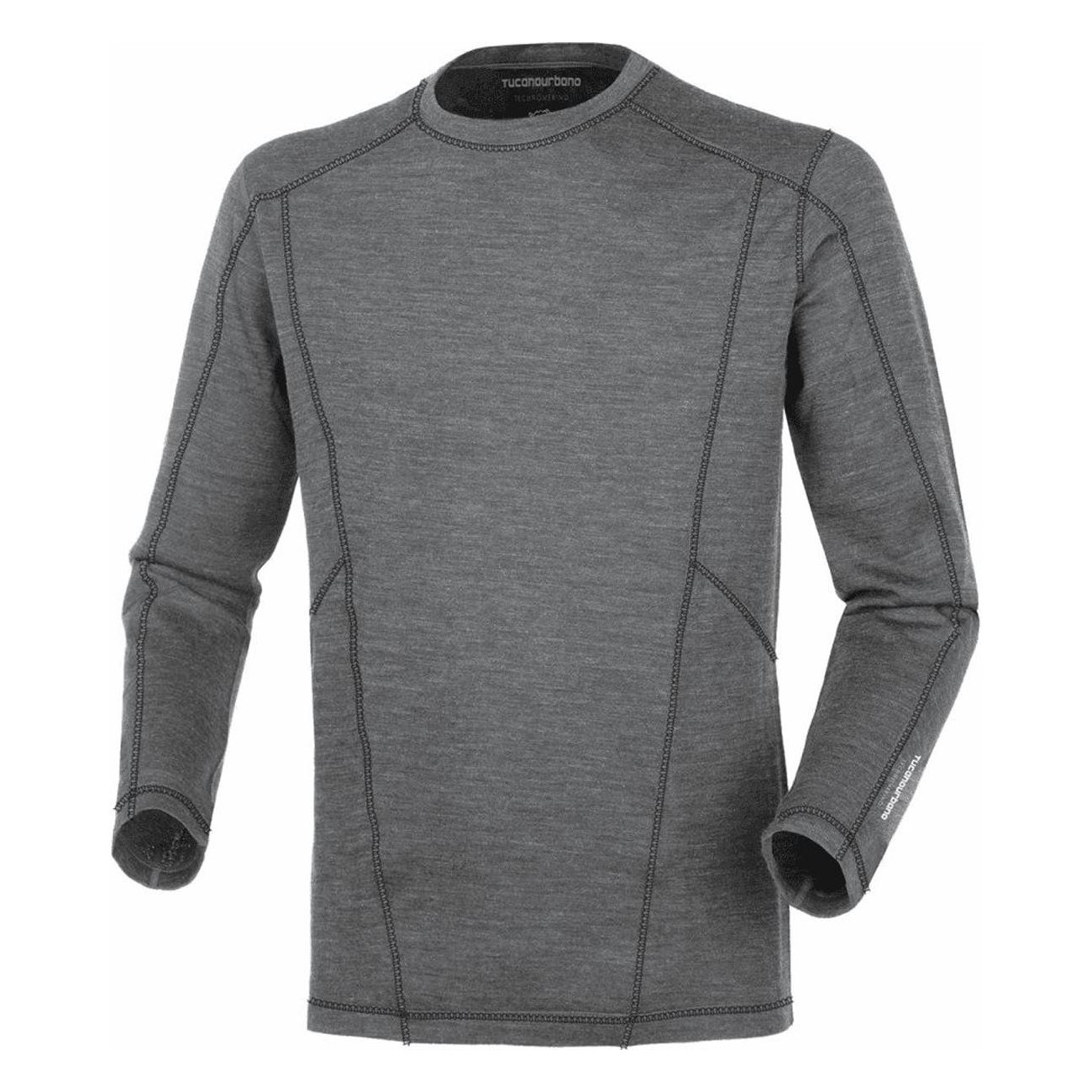 Thermal Long Sleeve Base Layer Grey Melange Merino Wool - Size M - 1