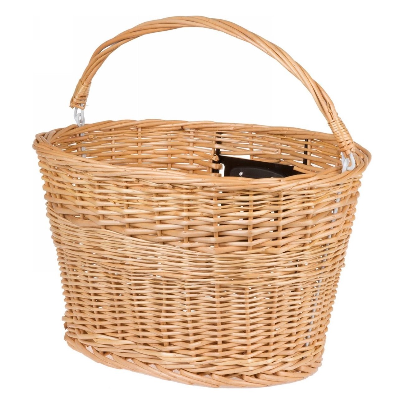 M-Wave Wicker Bike Handlebar Basket, Brown, 38x28x27 cm, Clip Support - 1