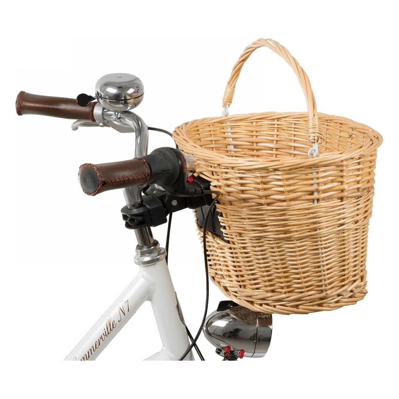 Panier en Osier M-Wave pour Guidon de Vélo, Marron, 38x28x27 cm, avec Support Clip - 2