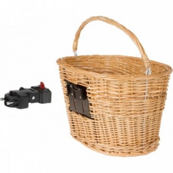 M-Wave Wicker Bike Handlebar Basket, Brown, 38x28x27 cm, Clip Support - 3