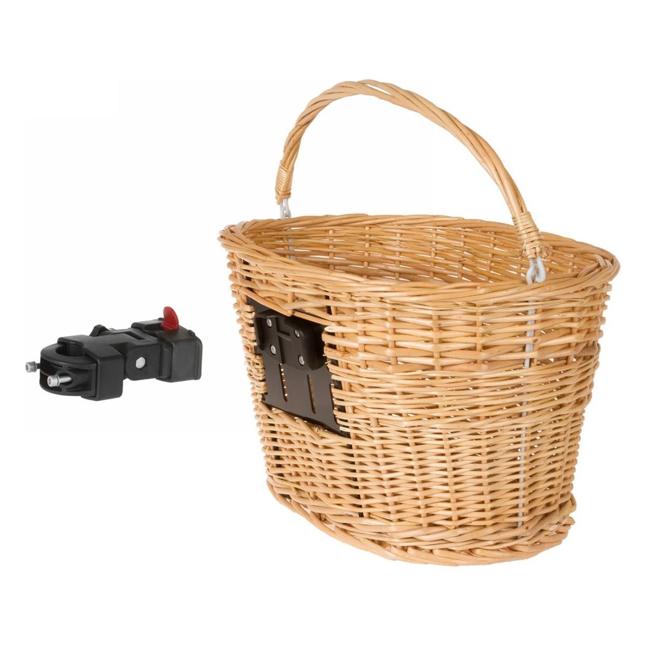 M-Wave Wicker Bike Handlebar Basket, Brown, 38x28x27 cm, Clip Support - 3