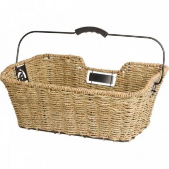 M-Wave Seagrass Bicycle Rack Basket 41x29.5x17 cm with Hooks - Handwoven - 1