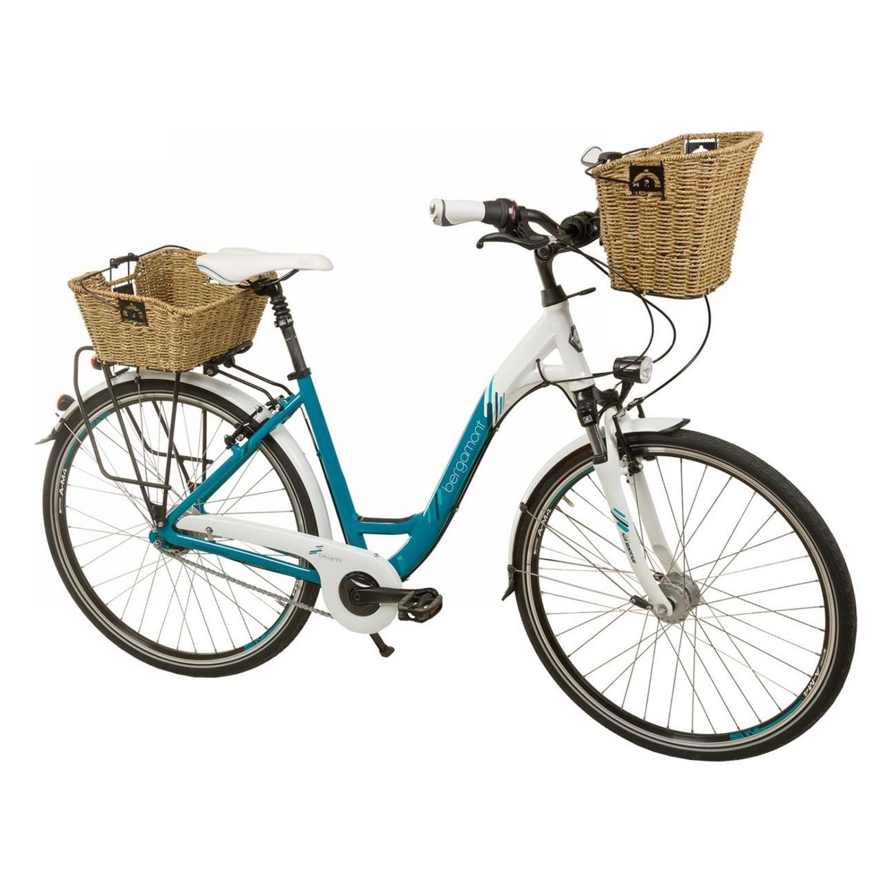 M-Wave Seagrass Bicycle Rack Basket 41x29.5x17 cm with Hooks - Handwoven - 3