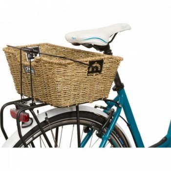 M-Wave Seagrass Bicycle Rack Basket 41x29.5x17 cm with Hooks - Handwoven - 4